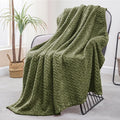 Exclusivo Mezcla Fleece Throw Blanket for Couch, 50x70 Inches Soft Cozy Jacquard Flannel Blankets, Lightweight Fuzzy Plush Warm Throws for Winter, Olive Green