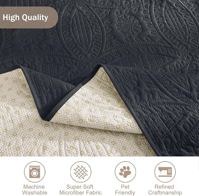 Black Loveseat Covers for 2 Cushion Couch, Water-Repellent Covers for Love Seat - Image 6
