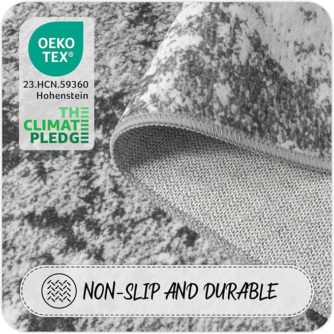 2x10 Hallway Runner Rug for Kitchen Entryway Non Slip Washable Grey | Rug Runner - Image 5
