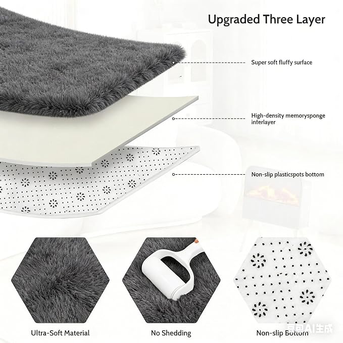 8x10 Area Rug Fluffy Shaggy Ultra Soft Faux Fur Non-Slip Machine Washable Carpet - Image 6