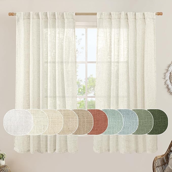 Semi Sheer Linen Window Curtains by LAMIT