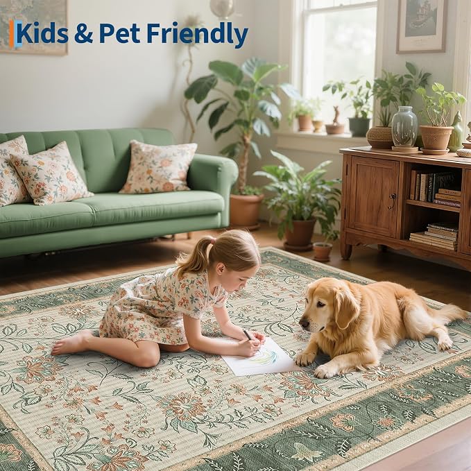 GarveeHome 5x7 Area Rug Sage Green Washable Rugs - Image 8