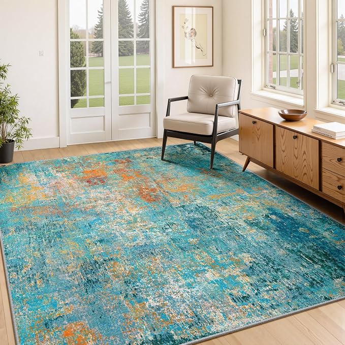 RELEANY Washable 4'x6' Abstract Area Rug by RELEANY