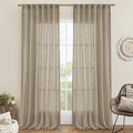 Taupe Linen Curtains 90 Inch for Living Room, Semi Sheer Panels | Soft Thick by LAMIT