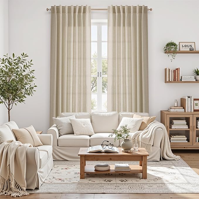 Eggshell Beige Curtains 63 Inch Length - Image 6