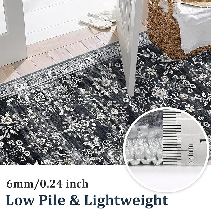 Yamaziot 2x8 Washable Hallway Runner Rug Non Slip Floral Carpet, Stain Resistant - Image 4