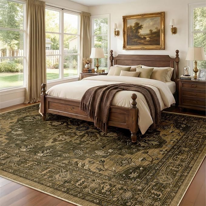 RELEANY Washable Area Rug, Water Repellent, Pet Friendly, Vintage Floral Boho - Image 2