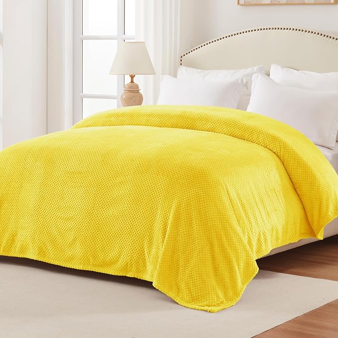 Exclusivo Mezcla Soft Waffle Fleece Bed Blanket Queen Size, Cozy Flannel - Image 5