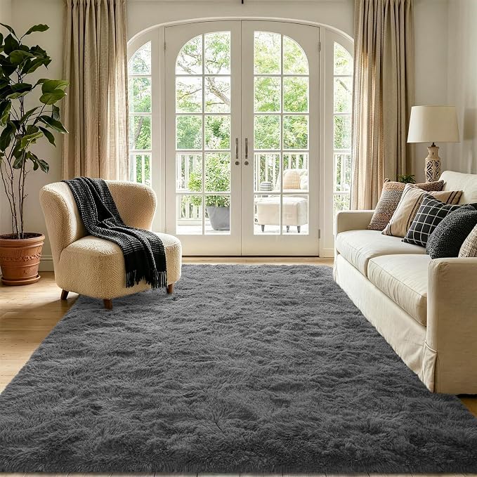 Noahas 5x7 Dark Grey Fluffy Soft Area Rug Non-Slip - Image 2