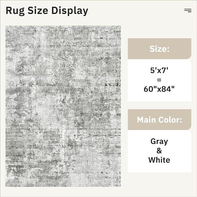 Soalmost Abstract Rug 5x7 Washable Area Rugs - Image 5