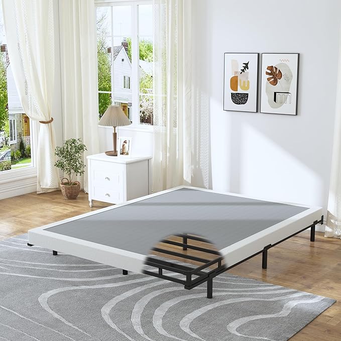 Low Profile Box Spring King Size,3 Inch Box Spring for King Bed,Heavy Duty Mattress Foundation,Metal Bed Base/Noise Free/Non-Slip/Easy Assembly