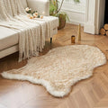 MIULEE Fluffy Area Rug 3'x5' Large Faux Fur Sheepskin Rug FrostedTips Brown | by MIULEE