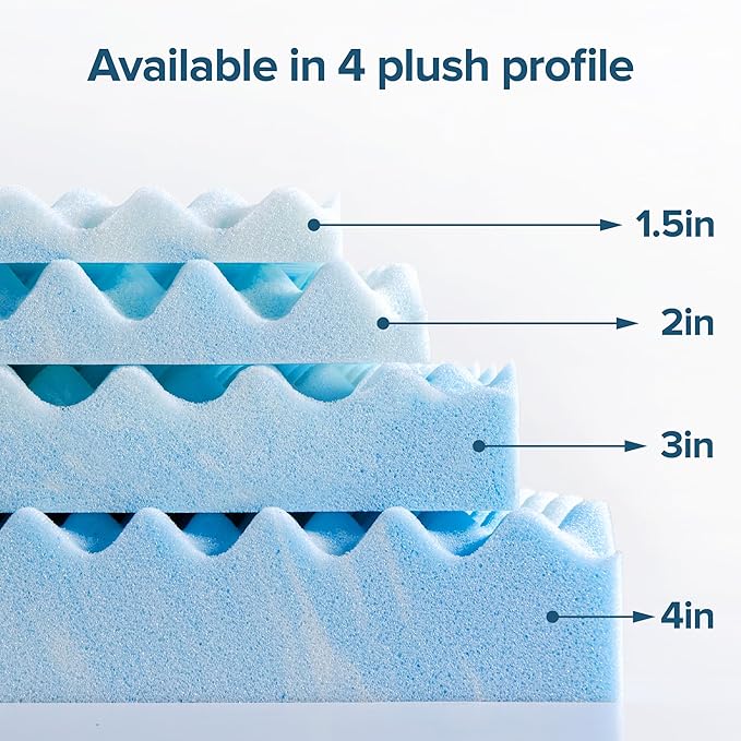 ZINUS 4 Inch Swirl Gel Cooling Memory Foam Mattress Topper, Smaller, More Convenient WonderBox Packaging, Cooling, Airflow Design, CertiPUR-US Certified, Full