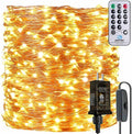 132 Feet 400 LEDs Copper Wire String Lights with Switch, Christmas Lights Indoor Decoration for Party Wedding Bedroom, Fairy Lights Plug in with Remote, 8 Scene Modes, Dimmable Warm White