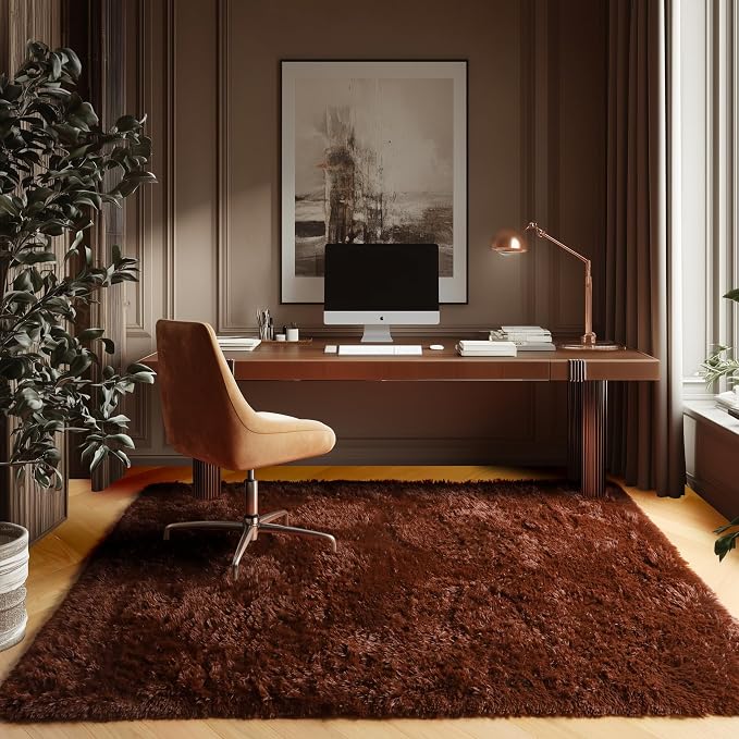 Brown Area Rugs for Bedroom Living Room, Fluffy 4x6 Indoor Bedside Floor Throw - Image 5