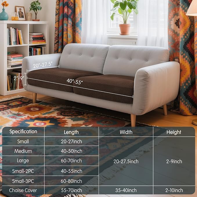 Hokway 2 Piece Individual Couch Cushion Slipcovers Stretch Reversible Cushion - Image 3