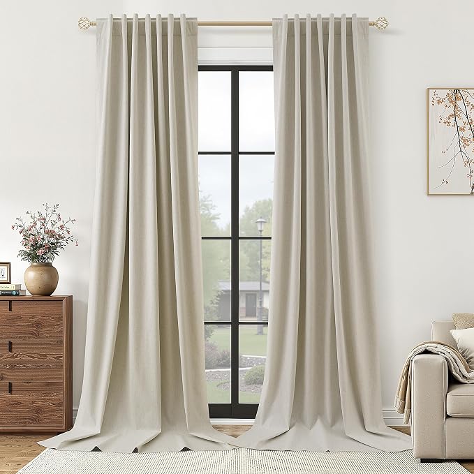 Extra Long 100% Blackout Linen Curtains by Guken