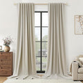 Extra Long 100% Blackout Linen Curtains by Guken