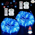JMEXSUSS 2 Pack Battery Operated Rope Lights Outdoor Waterproof, Total 200LED 66ft 8 Mode/Remote Battery Christmas String Lights, Blue Pool Light for Trampoline Camping Balcony Garden Pool Decor
