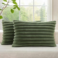 decorUhome Fall Faux Fur Throw Pillow Covers 12x20 Set of 2 Olive Green | by decorUhome