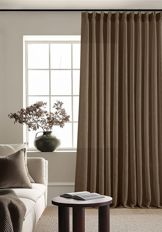 Extra Wide 120 Inch Long Pleat Curtains 70 Inch Wide Dutch Cocoa | Pinch Pleat by Twodrapes