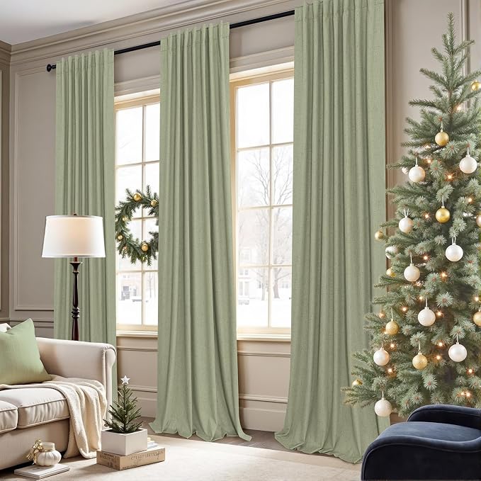 Light Sage Blackout Curtains for Bedroom Aesthetic 54 Inch Long 2 Panel Thermal - Image 7