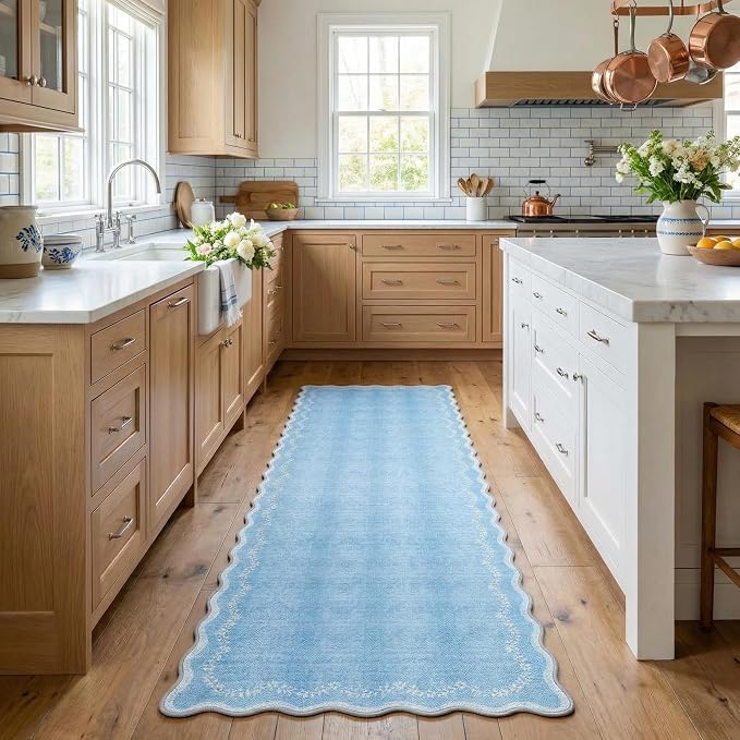 GarveeHome 2.5x10 Scalloped Washable Runner Rug Long Hallway Kitchen Rug | Soft - Image 3