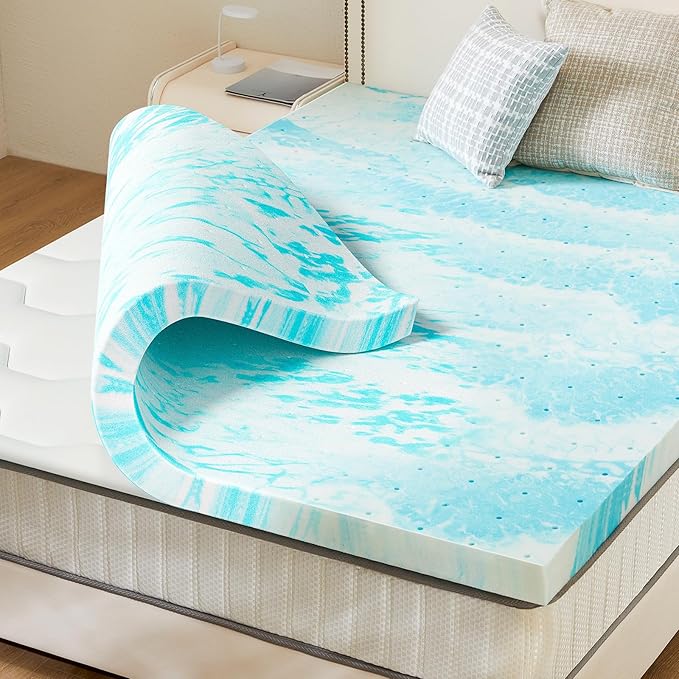Sweetcrispy Mattress Topper Twin XL, 4 Inch Thick Memory Foam Gel Infused Cooling Toppers Pad for Twin XL Size Bed, Sleeper Sofa, RV, Camper, CertiPUR US Certified, Ventilated and Breathable