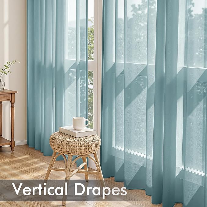 MIULEE Dusty Blue Sheer Curtains 72 Inches Long 4 Panels 42 x 72 Inches | Light - Image 5