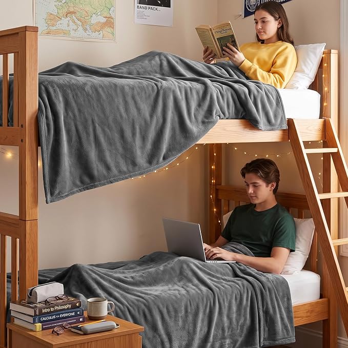 Utopia Bedding Ultra Soft Fleece Bed Blanket Twin XL Size Grey | College Dorm - Image 3