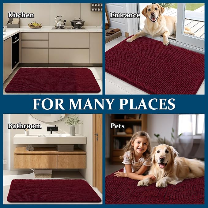 OLANLY Dog Door Mat for Muddy Paws 59x20, Super Absorbent Chenille Mud Mat | - Image 8