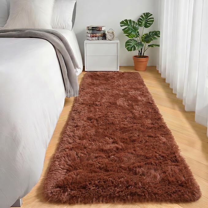 Brown Runner Rugs for Bedroom Living Room, Fluffy 2x6 Hallway Soft Area Rug | by ONASAR