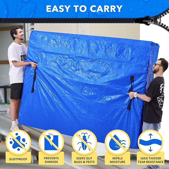 AlexHome Mattress Bag for Moving and Storage,Heavy Duty Tarp Reusable Mattress Storage Bag,Easy Carrier Mattress Moving Cover (Caliking Size)