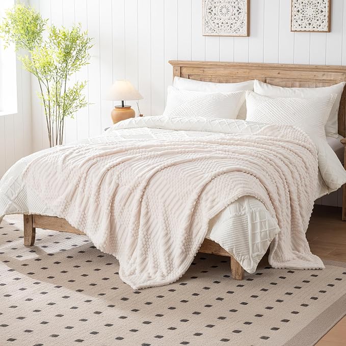 Beige Throw Blanket - Image 2