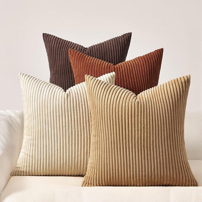 Topfinel Beige Brown Gradient Farmhouse Pillow Case 24x24 Decorative Pillow by Topfinel