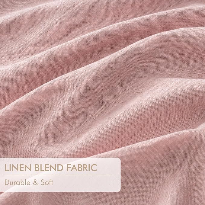 MIULEE Pink Pinch Pleated 100% Blackout Linen Curtains 40x84 Inches | Room - Image 6