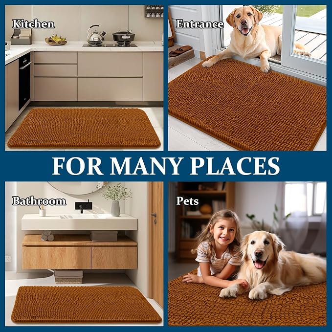 OLANLY Dog Door Mat for Muddy Paws 44x24, Super Absorbent Chenille Mud Mat | - Image 8