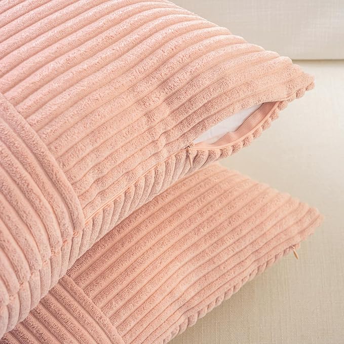 Fancy Homi 2 Packs Peach Lumbar Decorative Throw Pillow Covers 16x32 Inch - Image 4