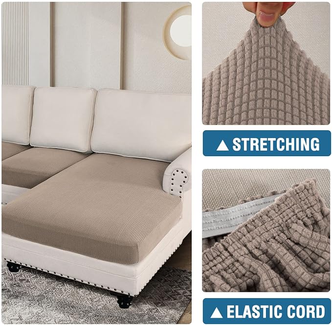 H.VERSAILTEX Sectional Couch Covers 3 Pieces Sofa Seat Cushion Covers L Shape - Image 6