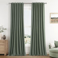 Olive Green 100% Blackout Curtains 84 Inch Length 2 Panels Set by Guken