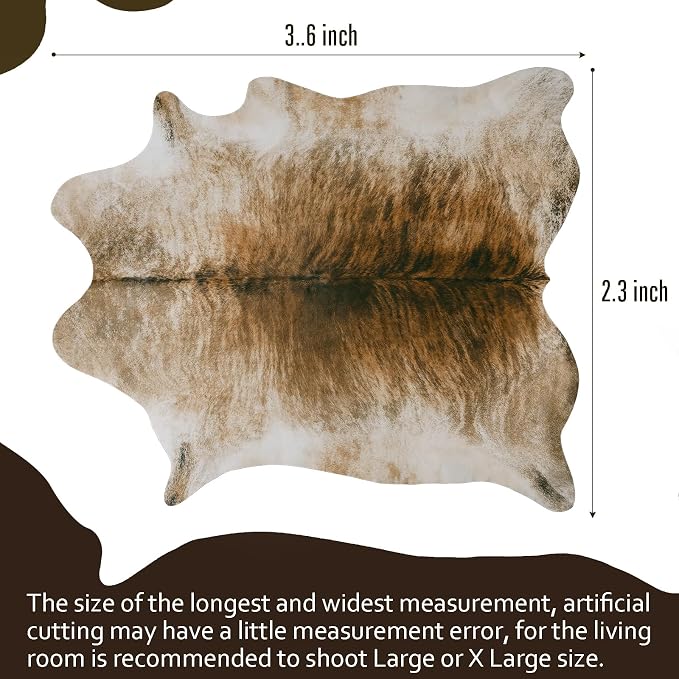 Western Faux Cowhide Rug, Animal Cow Hide Rug, 3.6 x 2.3 Ft Brownish | Premium - Image 2