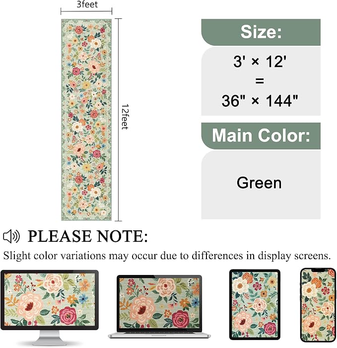DUKINO 3x12 Washable Runner Rug, Long Hallway Runner Rug Non Slip, Low Pile - Image 2