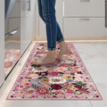 Pink Garden Floral Hallway Runner Rug 2x5 by WelcometoBabovid
