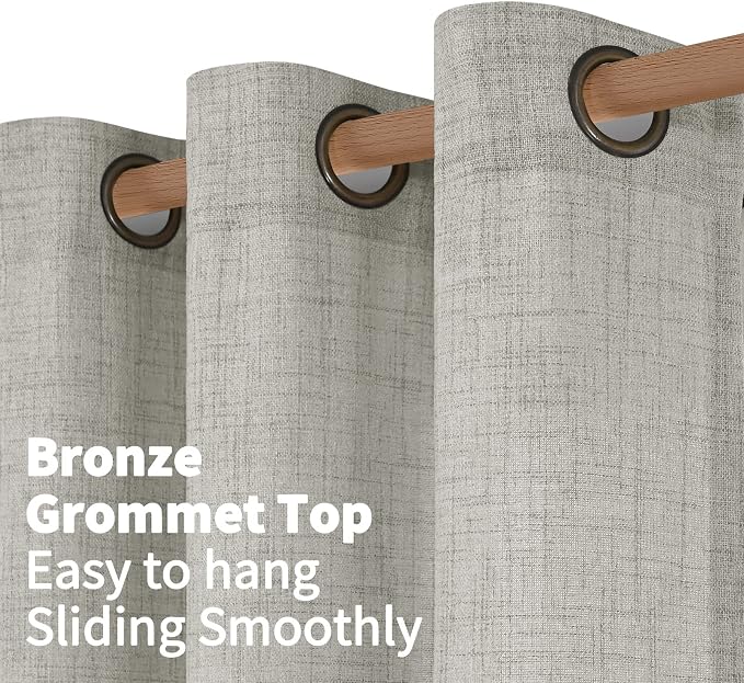 YoungsTex Light Grey Linen Curtains 63 Inches Long 2 Panels | Textured Light - Image 5