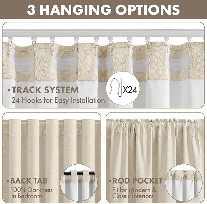 MIULEE 100% Blackout Linen Curtains - Image 5