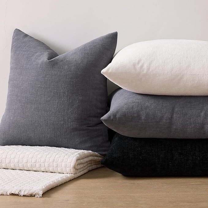 MIULEE Grey Chenille Couch Throw Pillow Covers, 18x18 | Set of 2, Soft - Image 7
