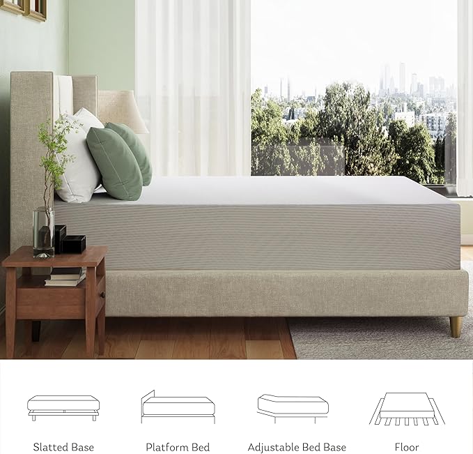Twin XL Mattress in a Box, 10 inch Mattresses Made in USA for Kids Bed Single Size Daybed Individual Bunk, Green Tea Memory Foam Mattress for Cool Sleep & Pressure Relief, Medium Firm