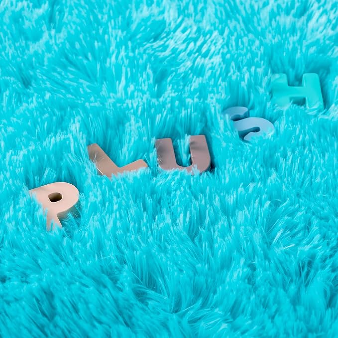 3x5 Blue Fluffy Soft Area Rug Non-Slip - Image 9