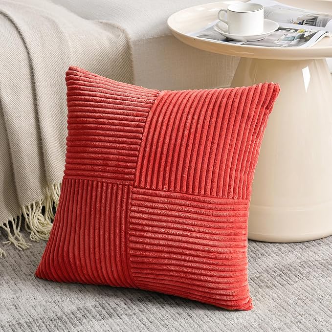 Fancy Homi 2 Packs Red Decorative Throw Pillow Covers 16x16 Inch - Image 2