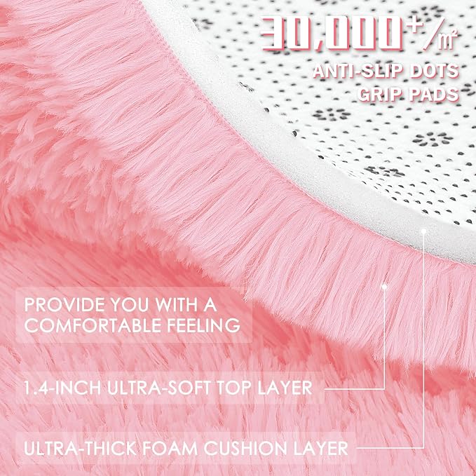 OLANLY 3x5 Machine Washable Small Bedside Rug, Soft Fluffy Shaggy Rugs - Image 7